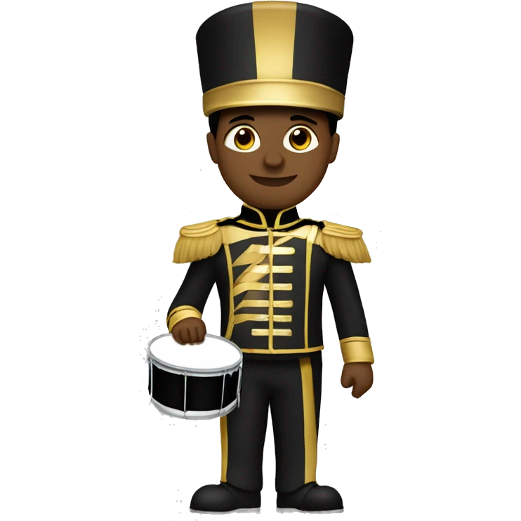 A marching band drummer in a black and gold uniform  emoji