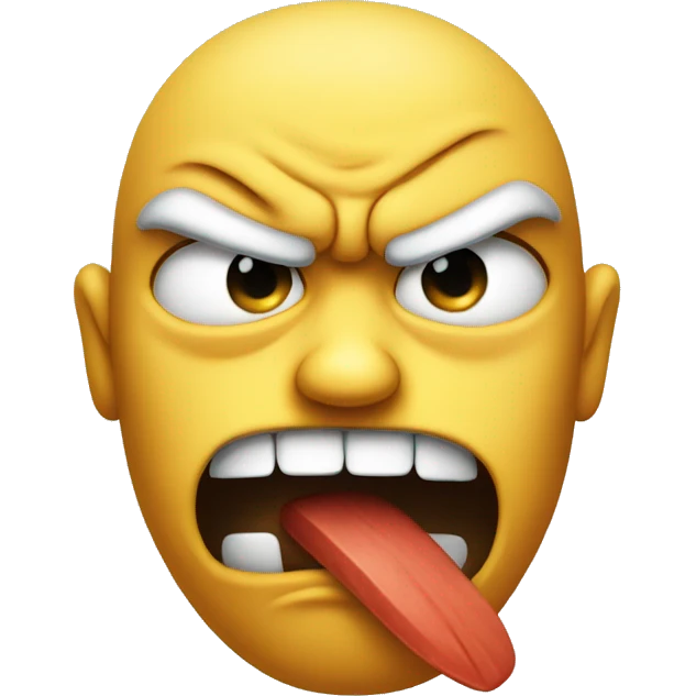 Angry frowning emoji face biting its tongue emoji