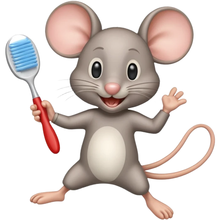 Creat an emoji for jerry jumping and holding toothbrush emoji