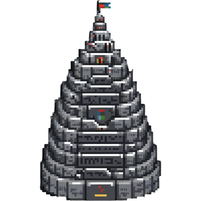 Tower of Babel with multiple languages written around it emoji