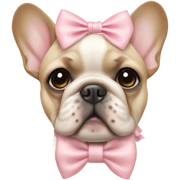 Beige French Bulldog with light pink bow emoji