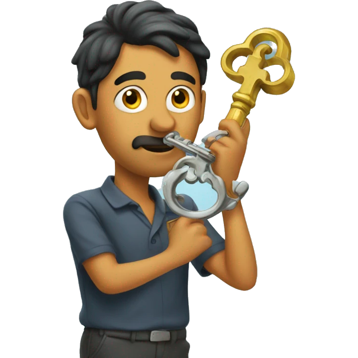 Shyam sniffing a key emoji