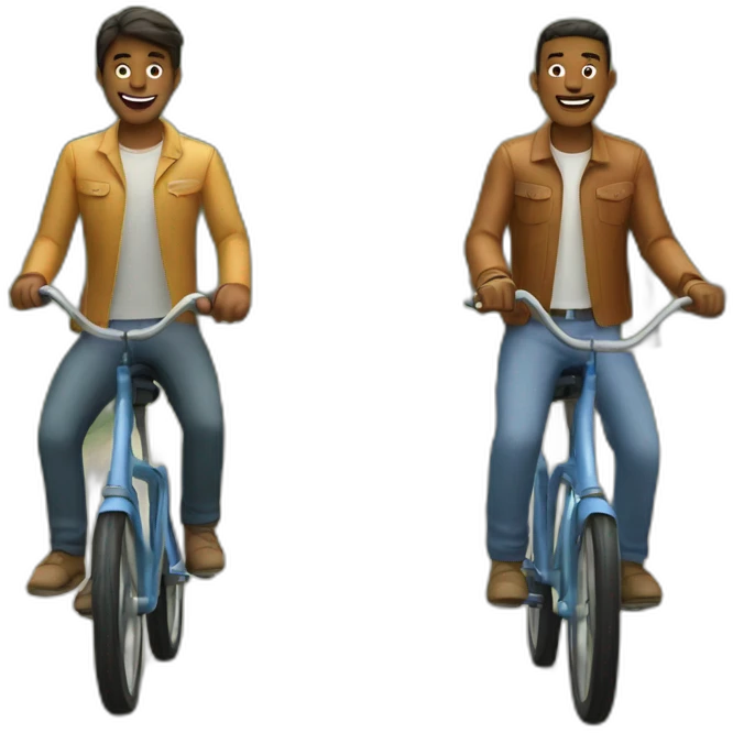 two men riding on two bikes next to eachother emoji