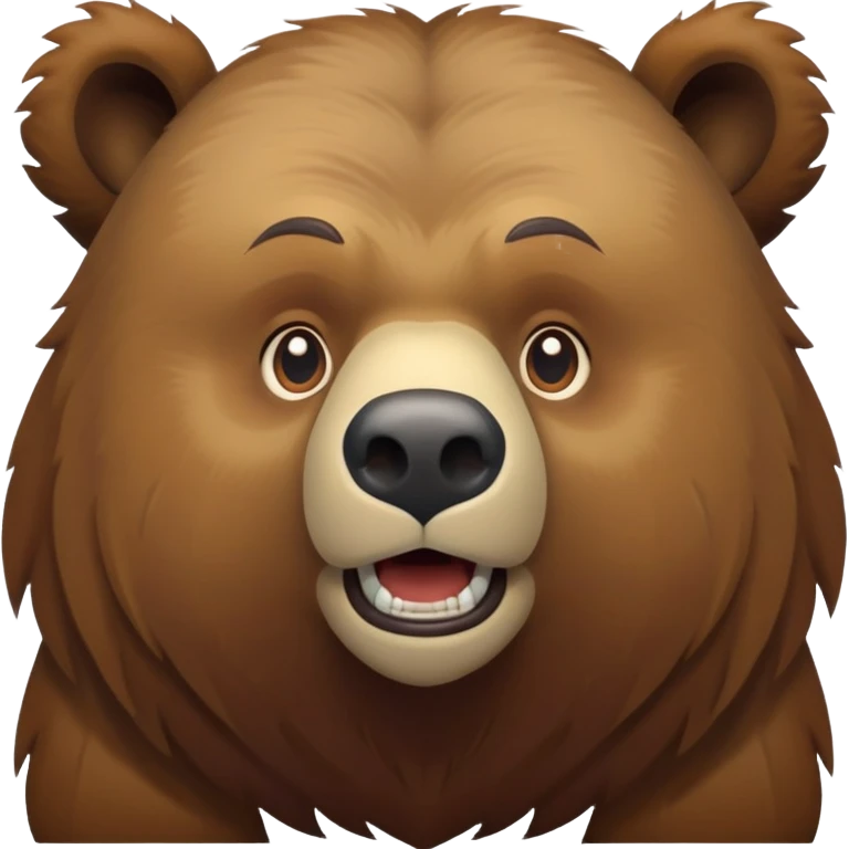 Russian grizzly bear, front view, brown fur, iOS emoji style emoji