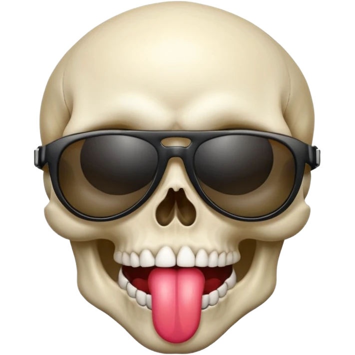 Skull wearing sunglasses and tongue sticking out emoji