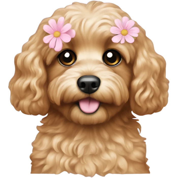  Cavapoo with light pink flower  emoji