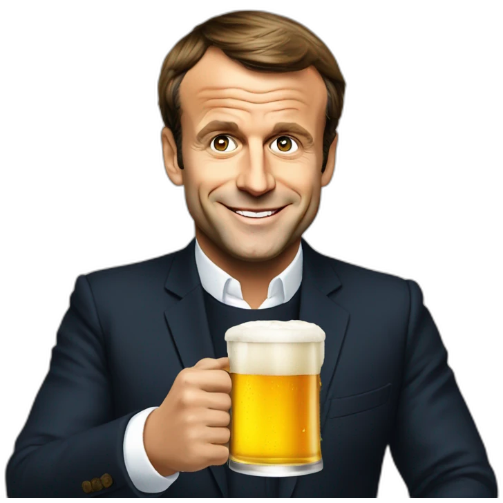 Emmanuel Macron with beer emoji