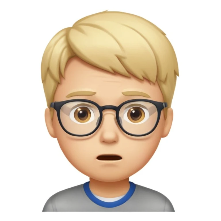 school student boy with light hair, showing signs of irritation and dislike, speaking, expressive face emoji