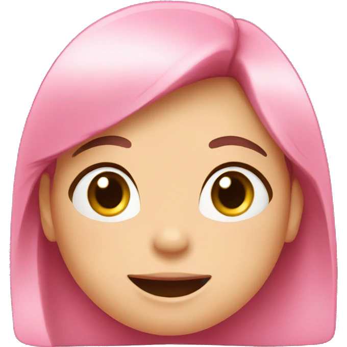 Giggly brunette girl hand on her mouth wearing pink emoji