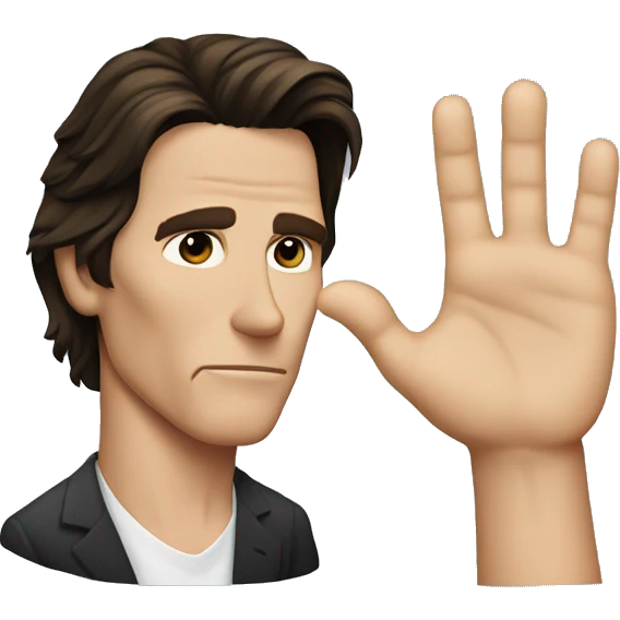 Christian Bale from American Psycho holding his hand in the shape of an L on his forehead. emoji