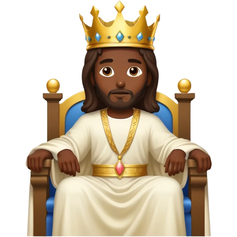 Dark skin Jesus on his heavenly Throne with just a Gold crown emoji