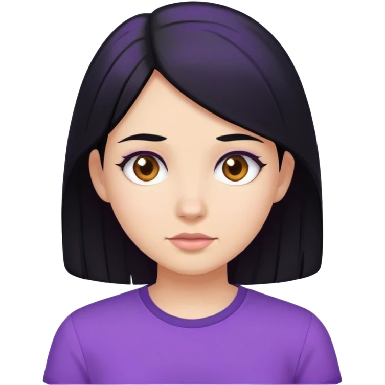 fille cheveux noir avec une chemise violette emoji