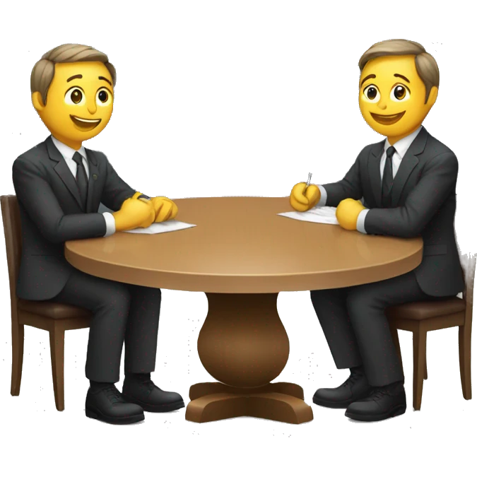 2 people in a suit sitting around a round table emoji