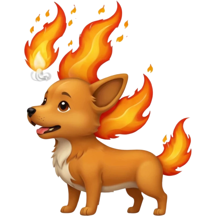 Dog that ate a fire-hot wing breathing fire emoji