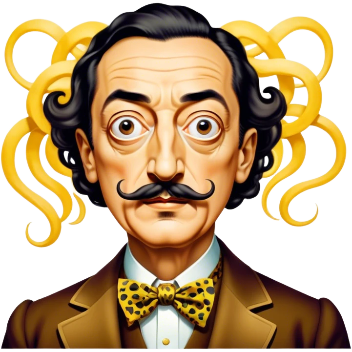Cinematic Realistic portrait of Salvador Dalí, depicted as a surrealist artist with eccentric, expressive features and his iconic mustache, rendered with vibrant, imaginative lighting and richly detailed period attire that capture his avant-garde essence. emoji