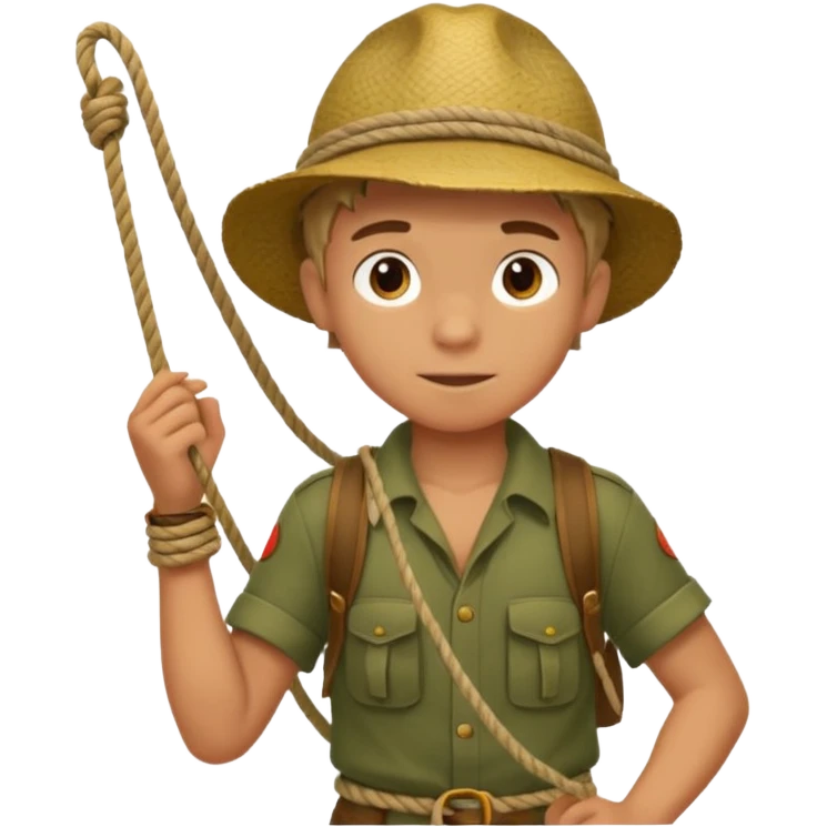 Boy carrying rope,Jungle Explorers. emoji