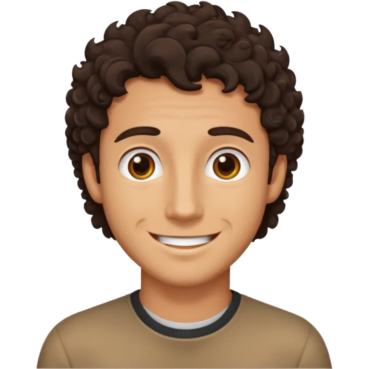 tan guy with dark slightly curly hair emoji