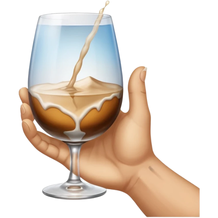 a hand holding a glass, above the glass is painted the creation of Adam emoji