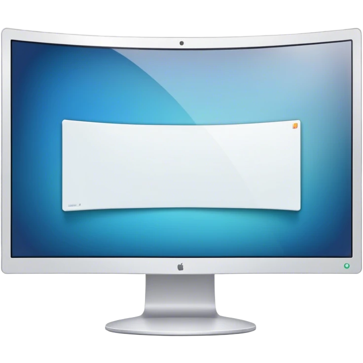 Create a professional emoji for UX/UI design. Show a curved monitor with 2 windows : one displaying white empty page, and the other showing the completed web interface. Use modern, professional colors. Do not include any emojis or smiley faces. Make the background transparent. emoji