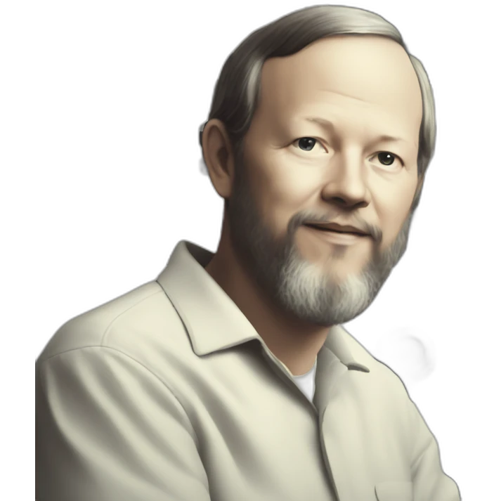 Dennis Ritchie sitting at a PDP-11 emoji