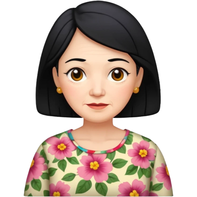 grandmother with black hair half body emoji
