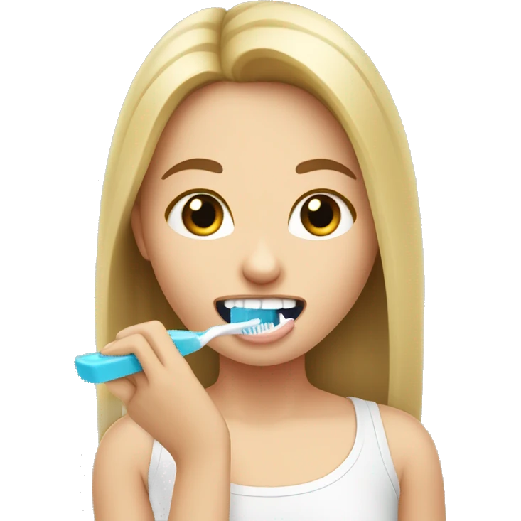 White girl brushing her teeth  emoji
