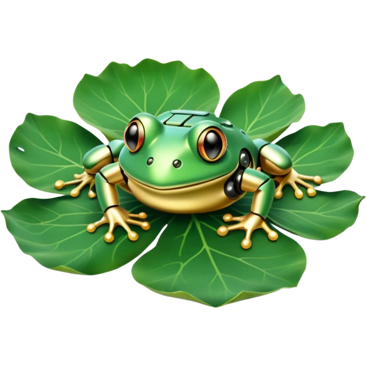 robot frog on lotus leaf emoji