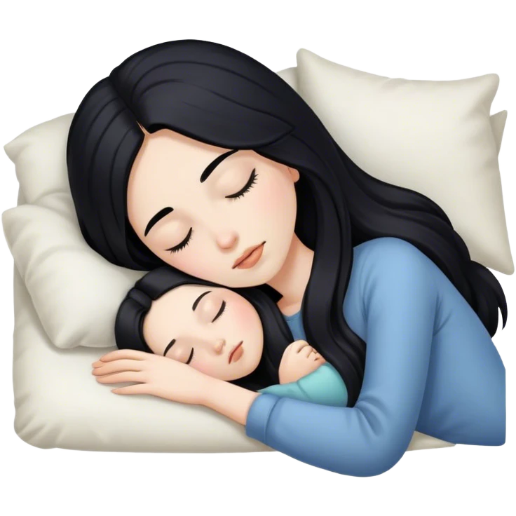 pale girl with long black hair sleeping  emoji