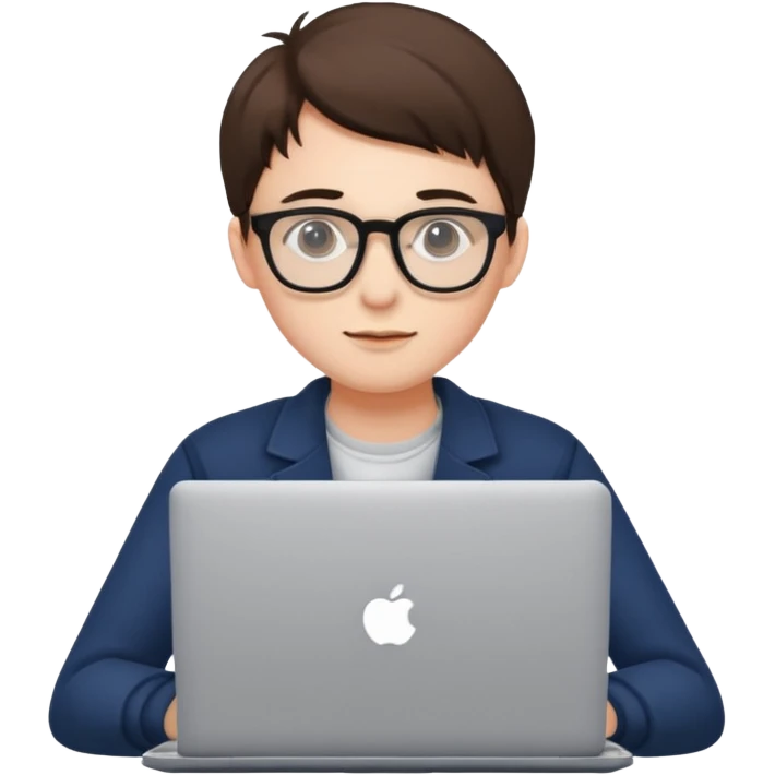 un estudiante con lentes y su laptop emoji