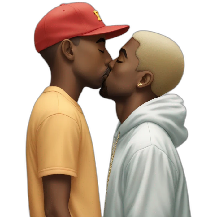 close up of kanye west kissing tyler the creator emoji