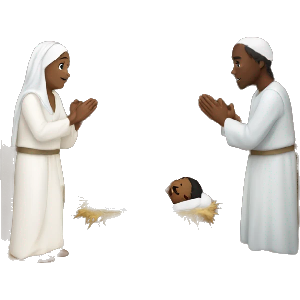 nativity scene  with white people emoji