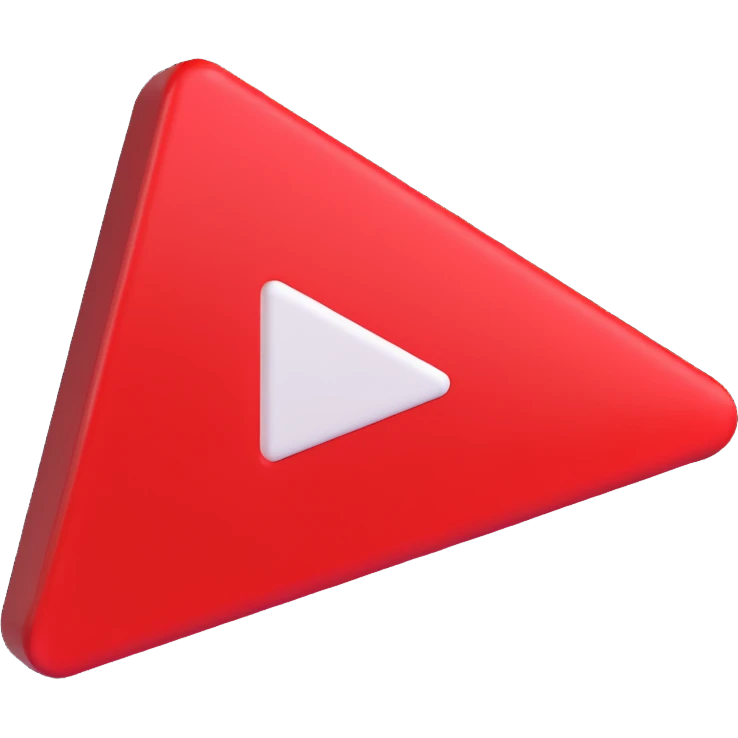 YouTube subscribe button, 3D style, shiny red, white play triangle, embossed 'Subscribe' text emoji