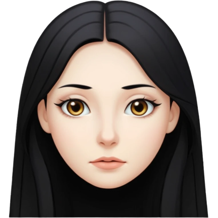 Long black hair woman no facial expression emoji