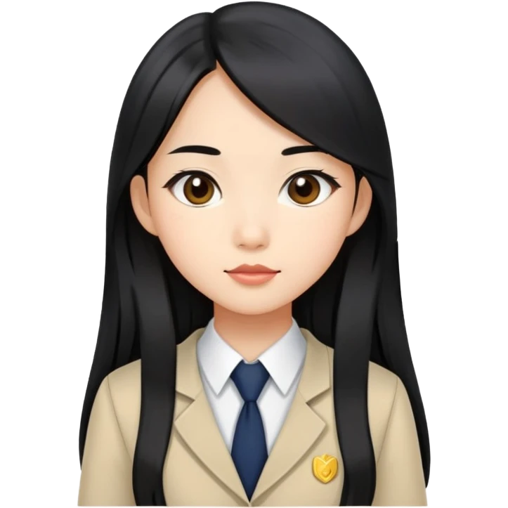 chic Asian-skinned girl in modern school uniform, sleek long black hair emoji