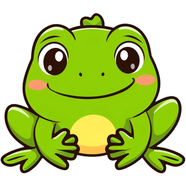 A cute frog face saying good morning  emoji