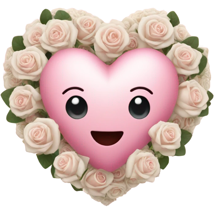 pink Heart with white roses aroun it emoji