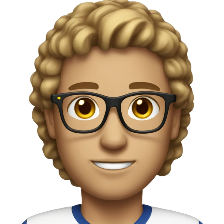 a white sportif with short brown hair and gold glasses emoji