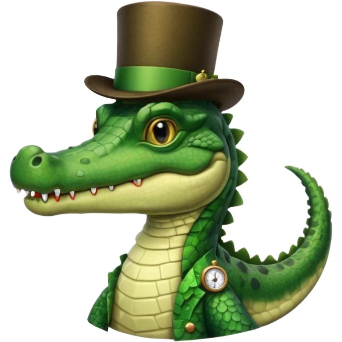 Crocodile with a top hat and monocle emoji