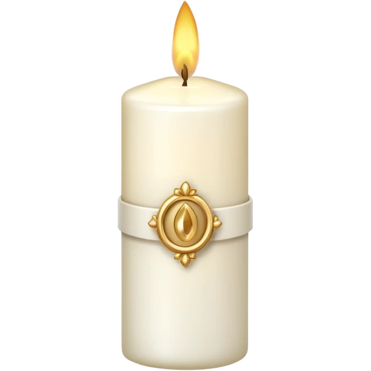 white candle with a decorative charm emoji