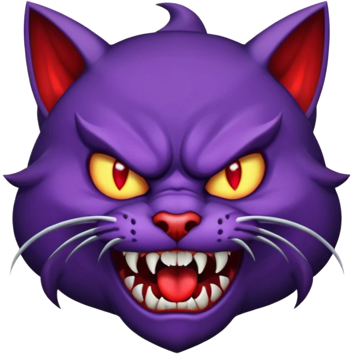 Un gato enojado endiablado en morado😼👿 emoji