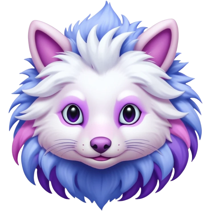 Hyper-realistic pastel wildlife Beautiful Real life wild feral Frosty Albino Shiny White with Violet and Indigo and pink markings Eevee-Liepard-Zangoose-Pokémon-Digimon-Fakémon-fusion-hybrid-creature emoji
