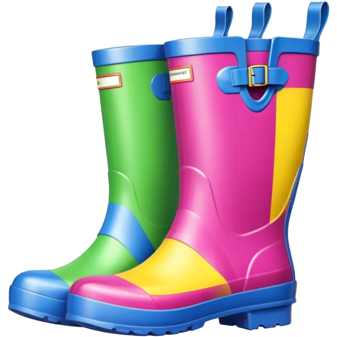 colorful rubber wellington rain boots emoji
