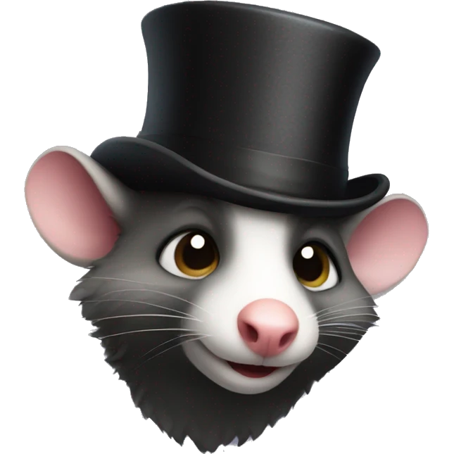 A possum in a coat and top hat emoji