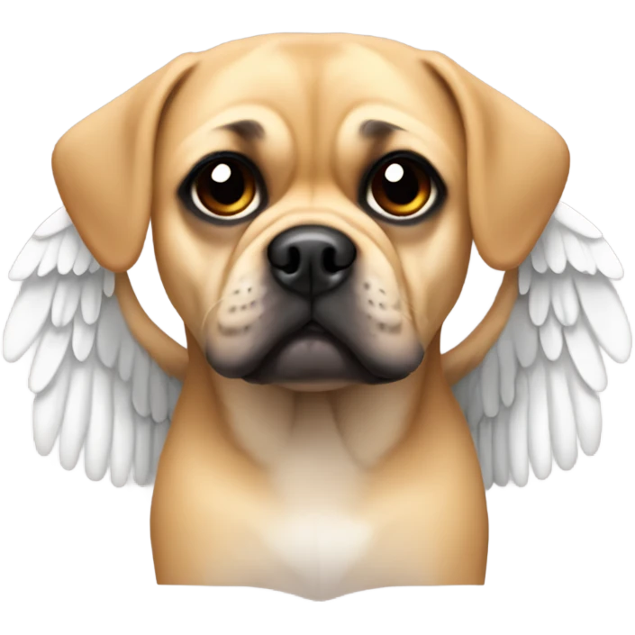 Tan puggle dog with angel wings emoji