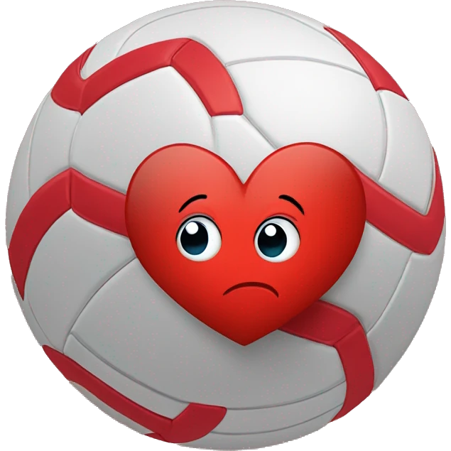 Red heart with a volleyball in the middle emoji