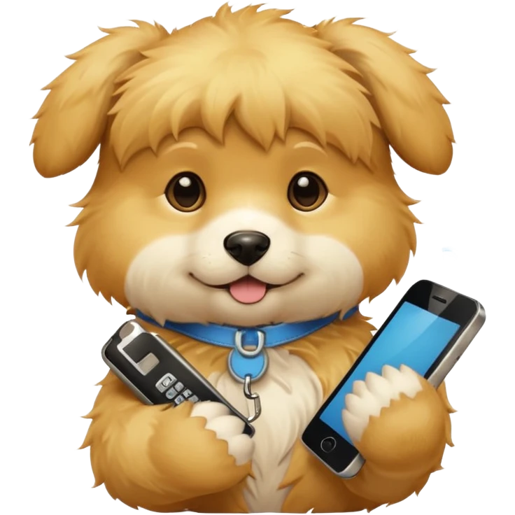 puppy with phone emoji