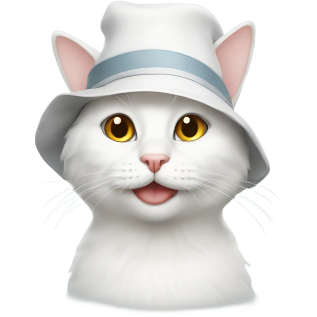white cat with a hat emoji