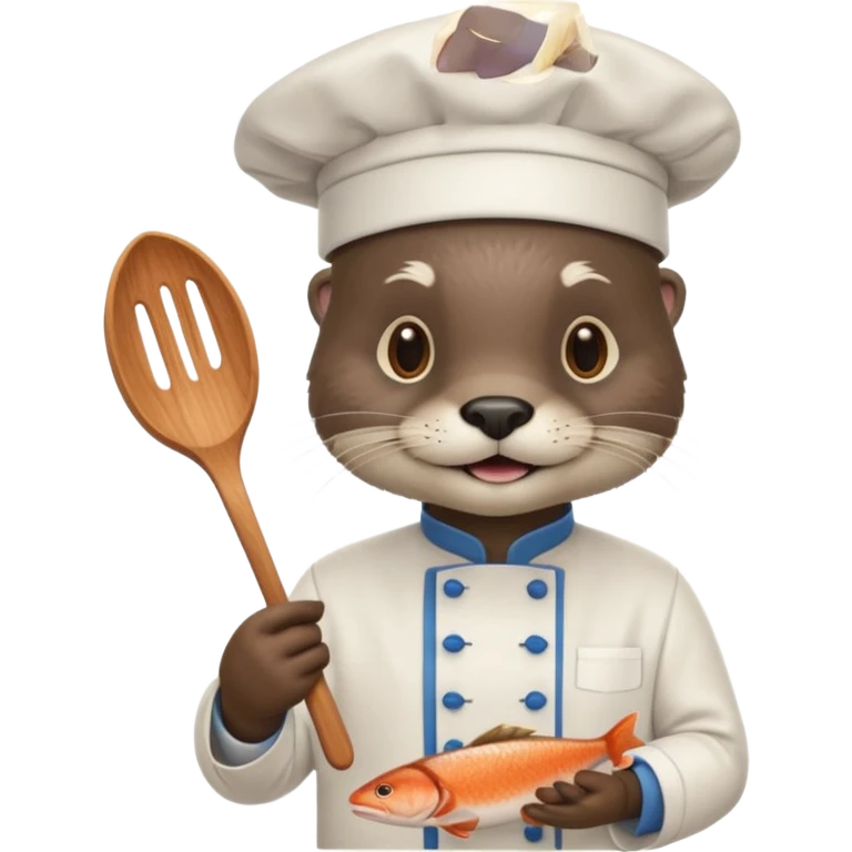 Otter chef cooking fish emoji