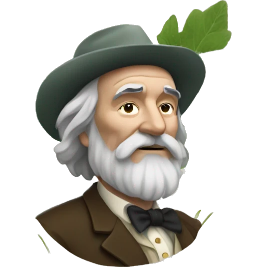 Walt Whitman with leaves of plants emoji