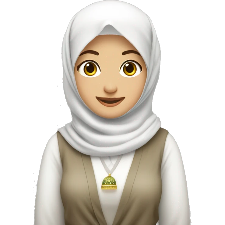 mama tua dengan kerudung putih berjalan di makkah emoji